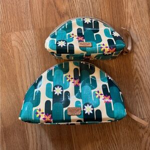 Consuela RARE NWOT Set Of 2 Domed Cosmetic Bags In Spike Cactus Print